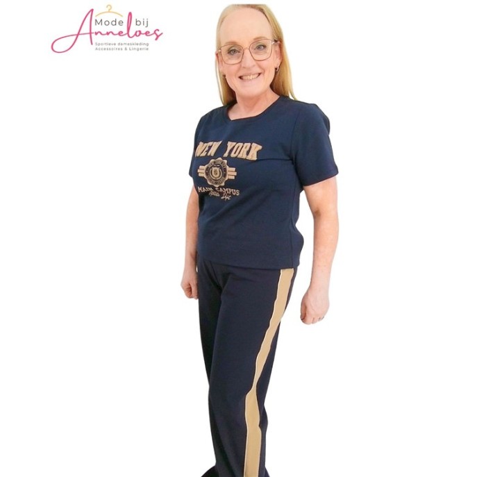 Lady Day T-shirt Maisy opdruk Marine blue Camel